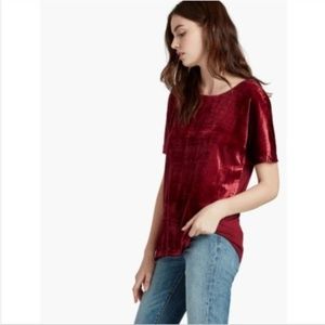 New Lucky Brand Red Velvet Short Sleeve Top